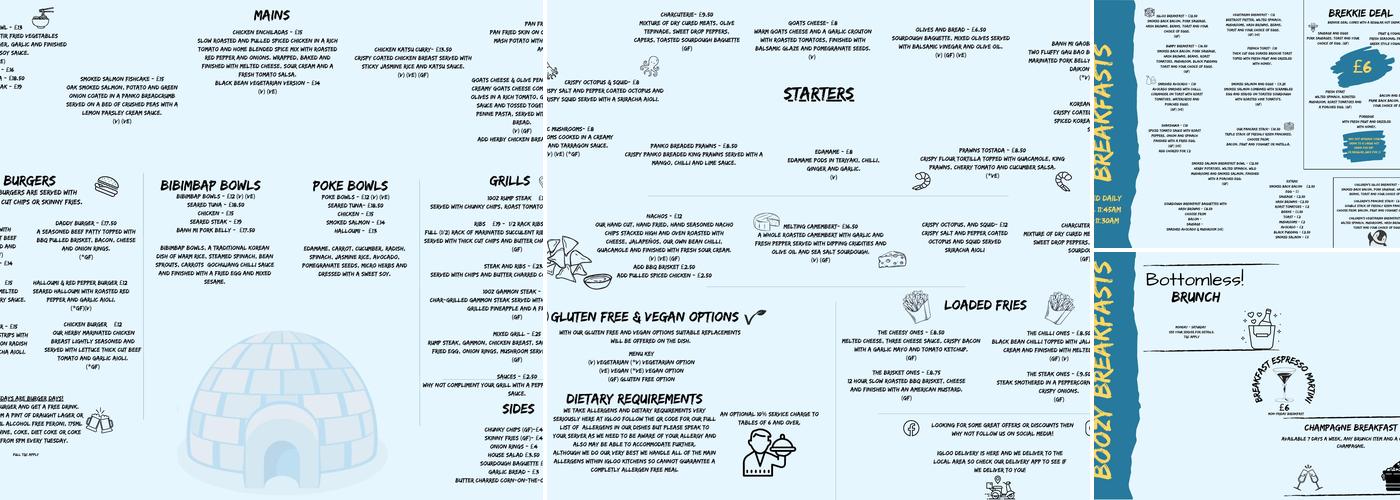 Igloo Restaurant - Cirencester Menu