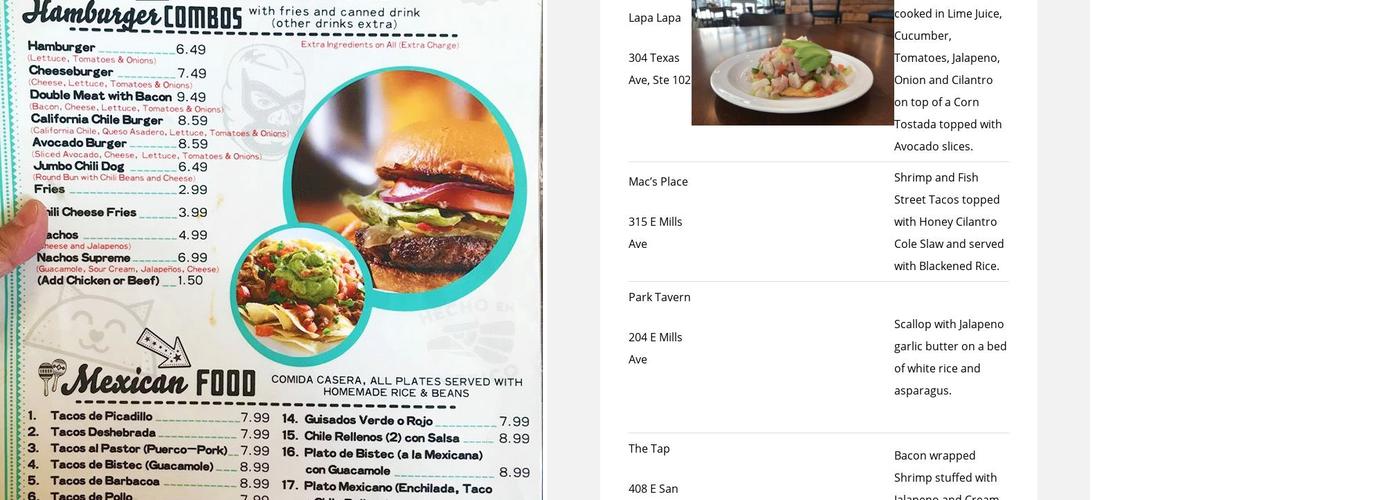 Downtown El Paso Menu