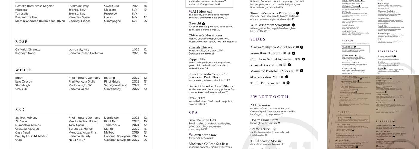 Anson 11 Menu