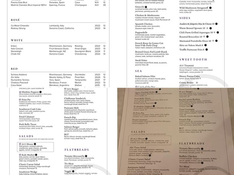 Anson 11 Menu