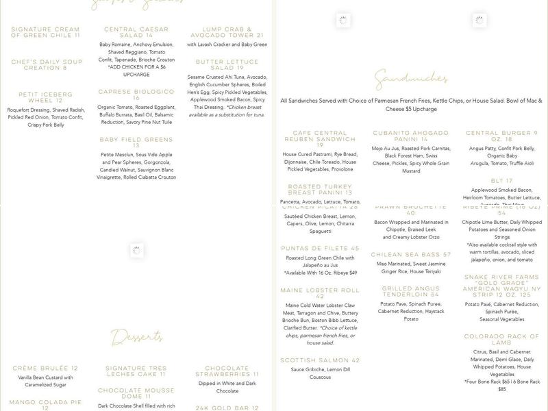 Cafe Central Menu
