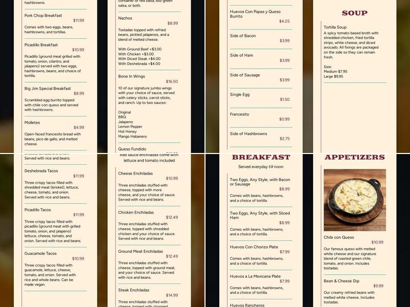 L & J Cafe Menu