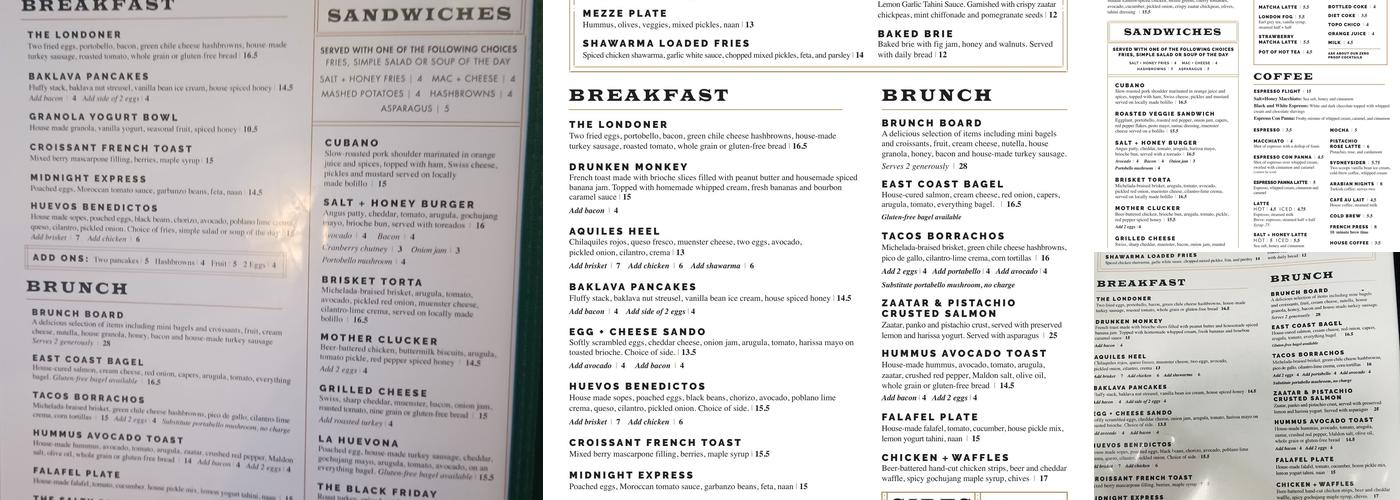 Salt + Honey Bakery Cafe Menu