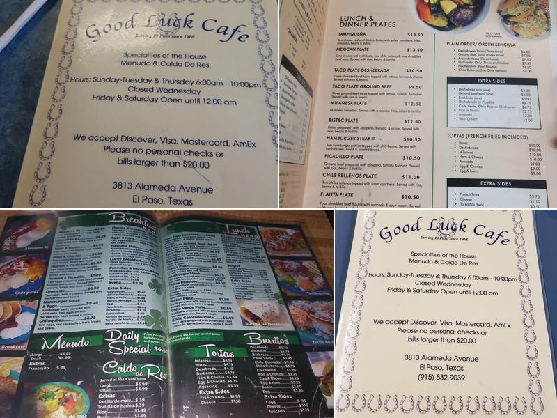 Good Luck Cafe Menu