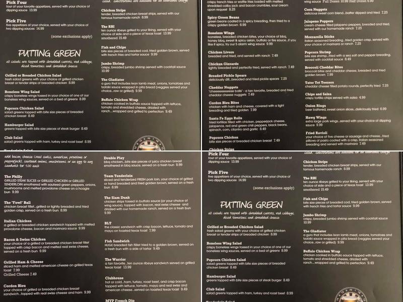 Courtside Bar & Grill Menu