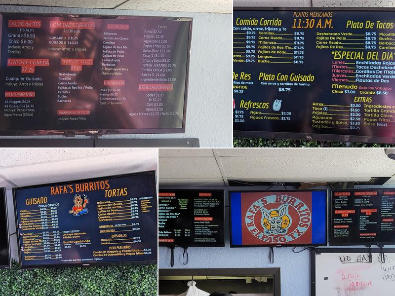 Rafa's Burritos Menu
