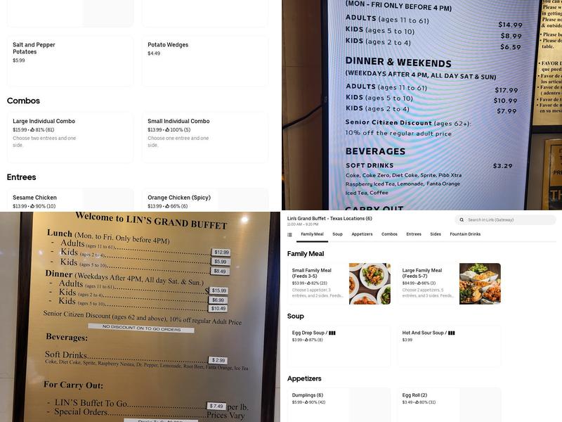 Lin's Grand Buffet Menu