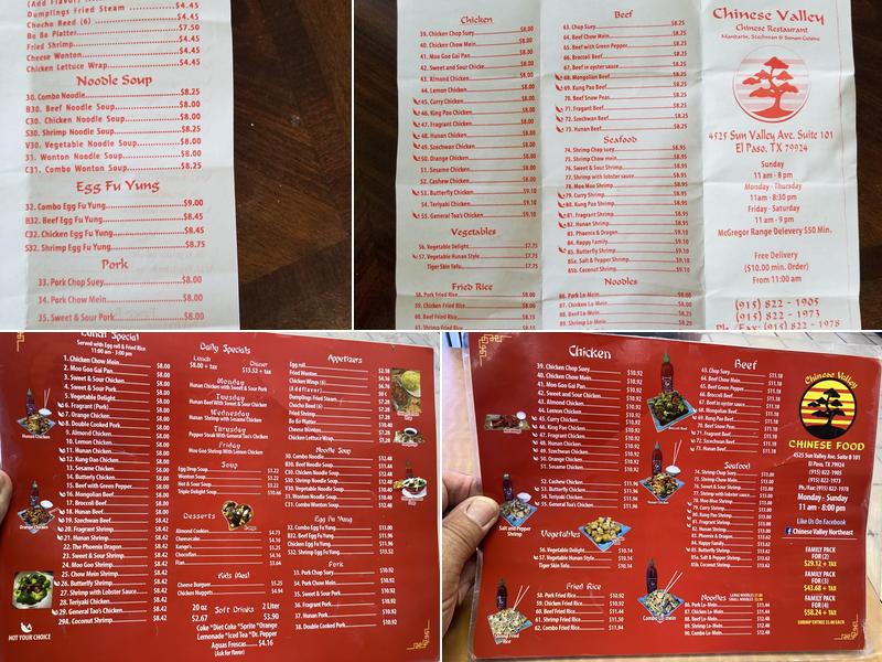 Chinese Valley Menu