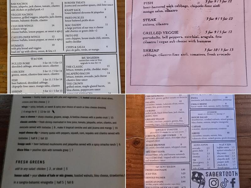Sabertooth Food Co. Menu