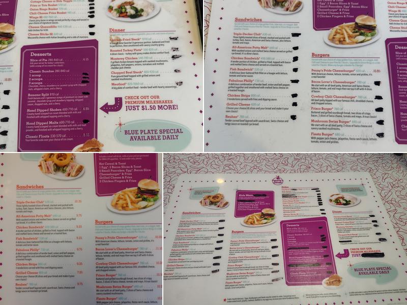 Penny's Diner Menu