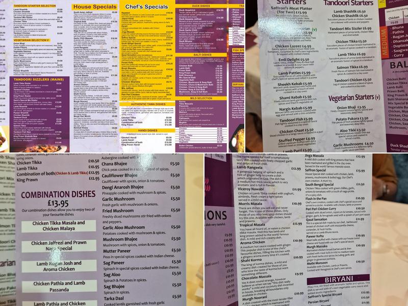 Saffron Lounge Menu