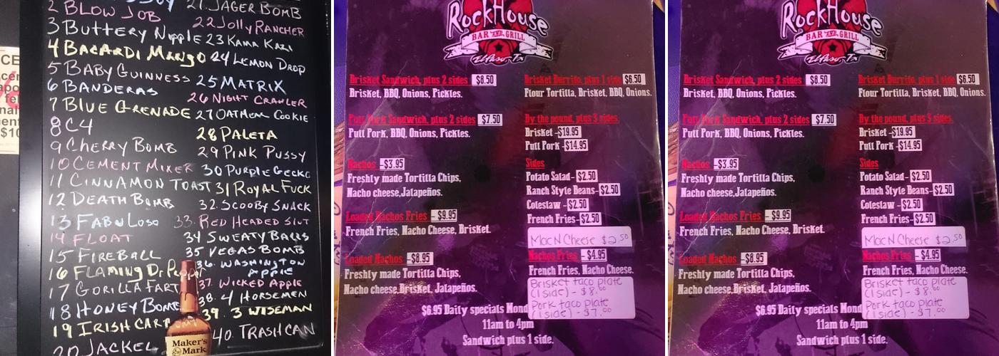 RockHouse Bar & Grill Menu