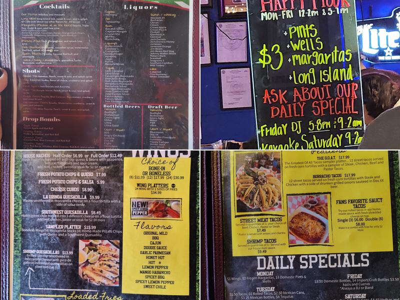 Fanatics Sports Bar & Grill Menu