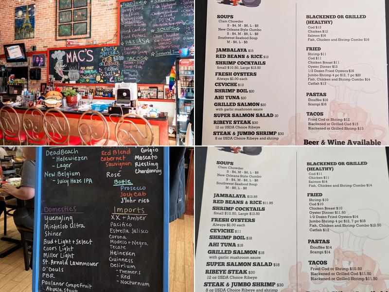Mac's Downtown Menu
