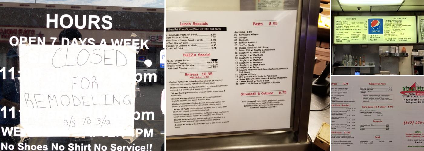 Nizza Pizza & Pasta Menu