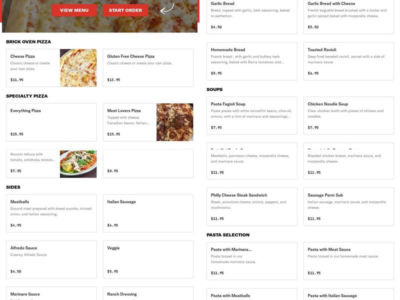 Moni's Pasta & Pizza - Arlington Menu