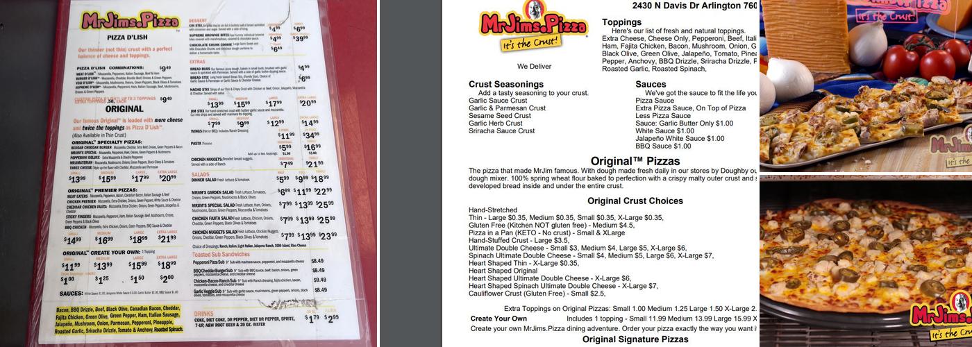 MrJims.Pizza Menu