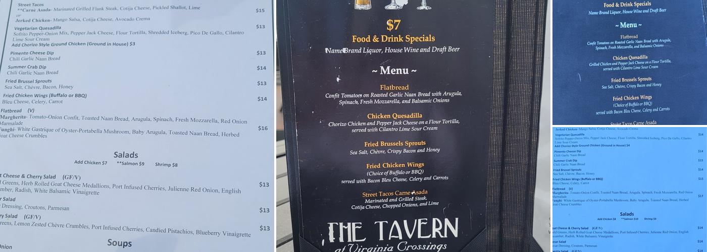 The Tavern Grille Menu