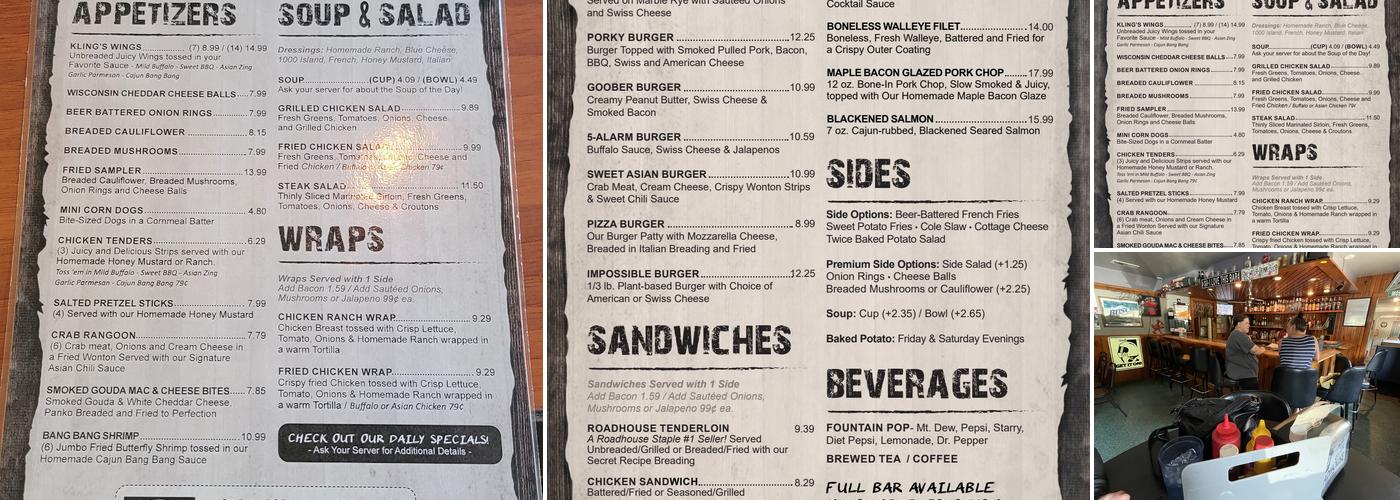 92 Roadhouse Bar & Grill Menu