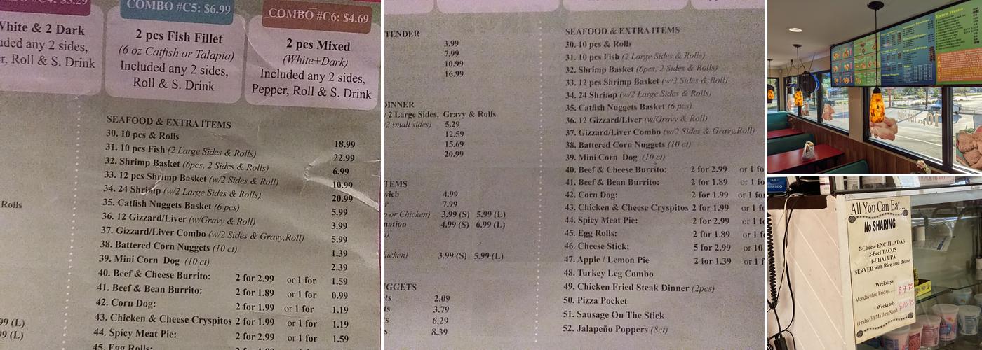 Peter's Chicken, Burger, Wings, & Seafood Menu