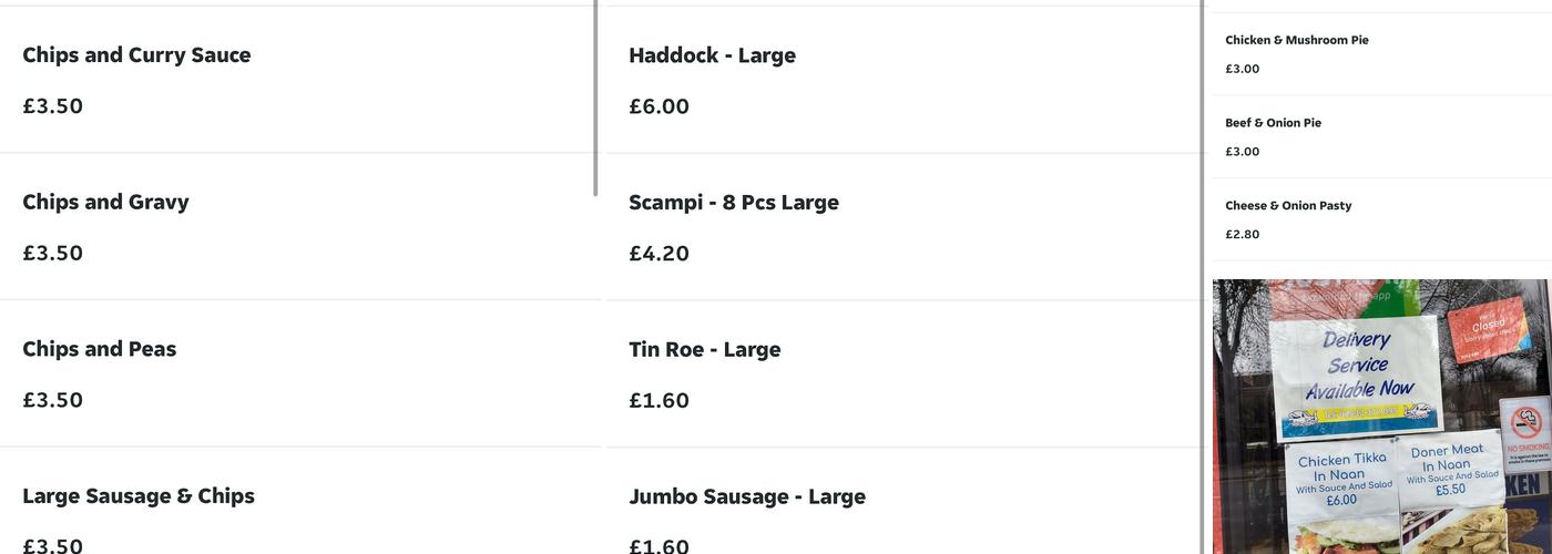 Mermaid Fish & Pizza Bar Menu