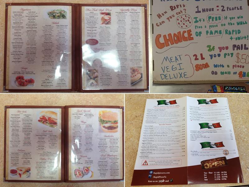 Rapid Pizza Menu