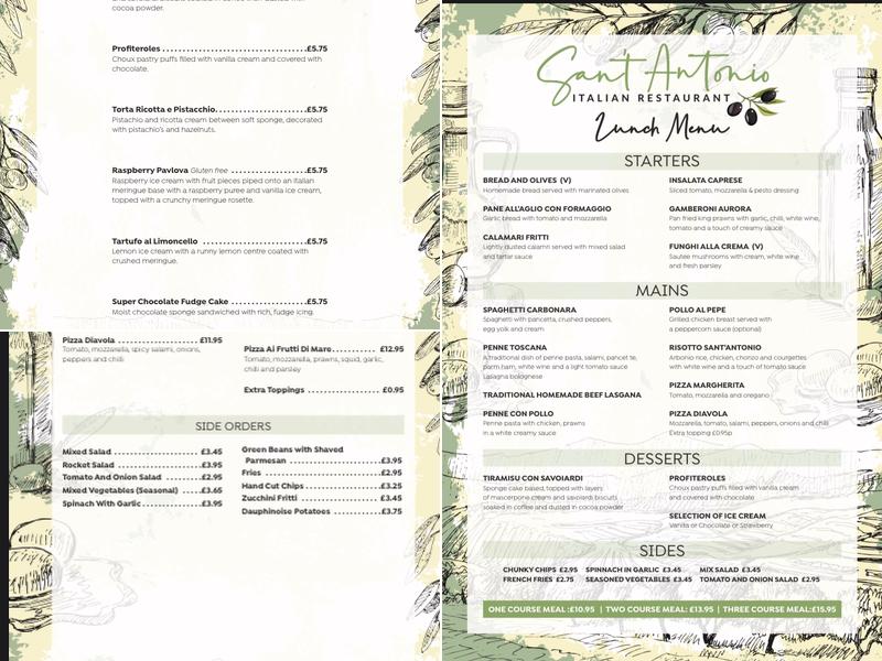 Sant’ Antonio Menu