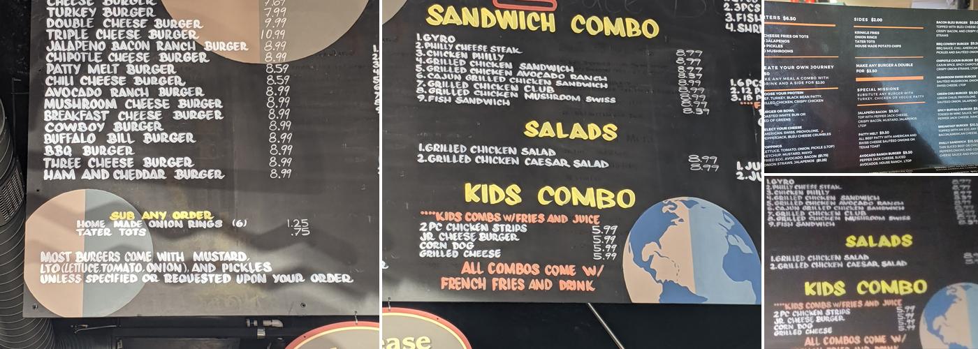 Space Burger Menu