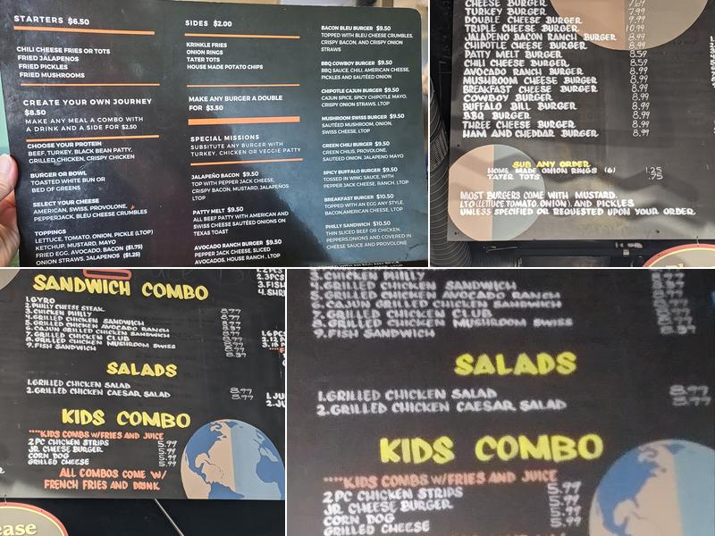 Space Burger Menu