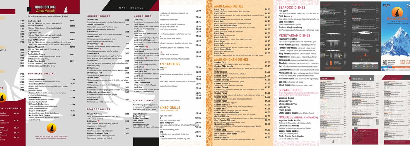 Boatmans Bar and Grill Menu