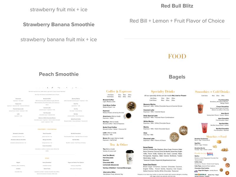 The Beanery Menu
