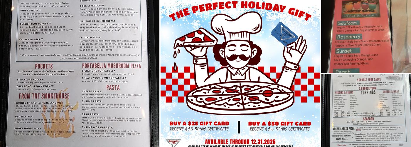 Bottoms Up Pizza Menu