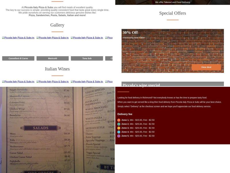Piccola Italy Pizza & Subs Menu