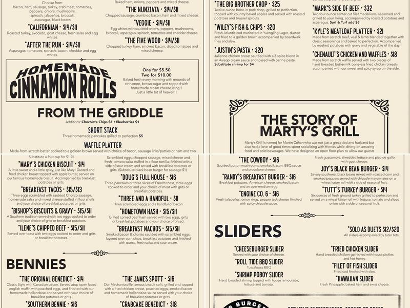 Marty's Grill Menu