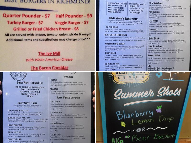 Honey Whyte's All American Cafe Menu