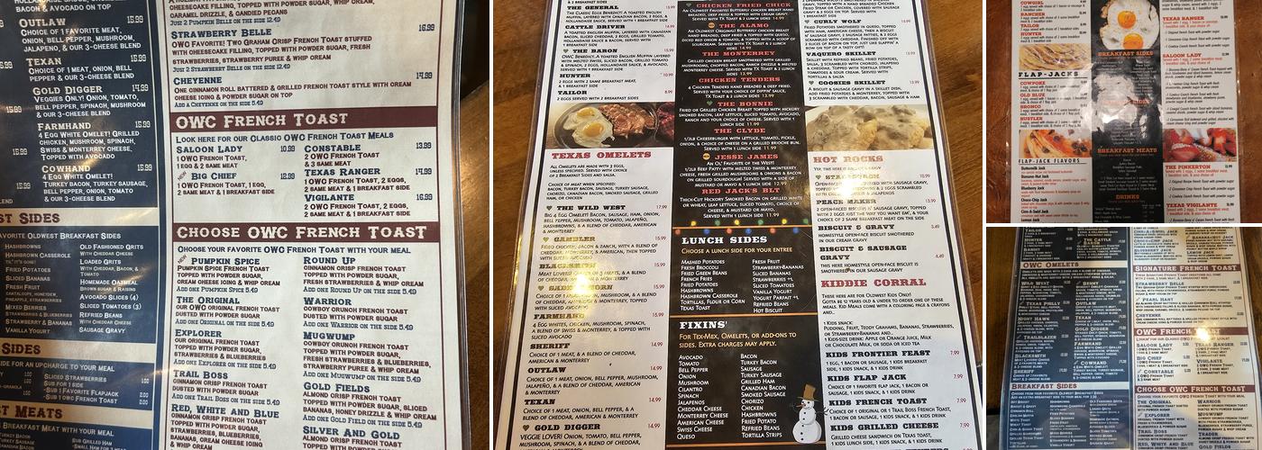 Old West Cafe Menu