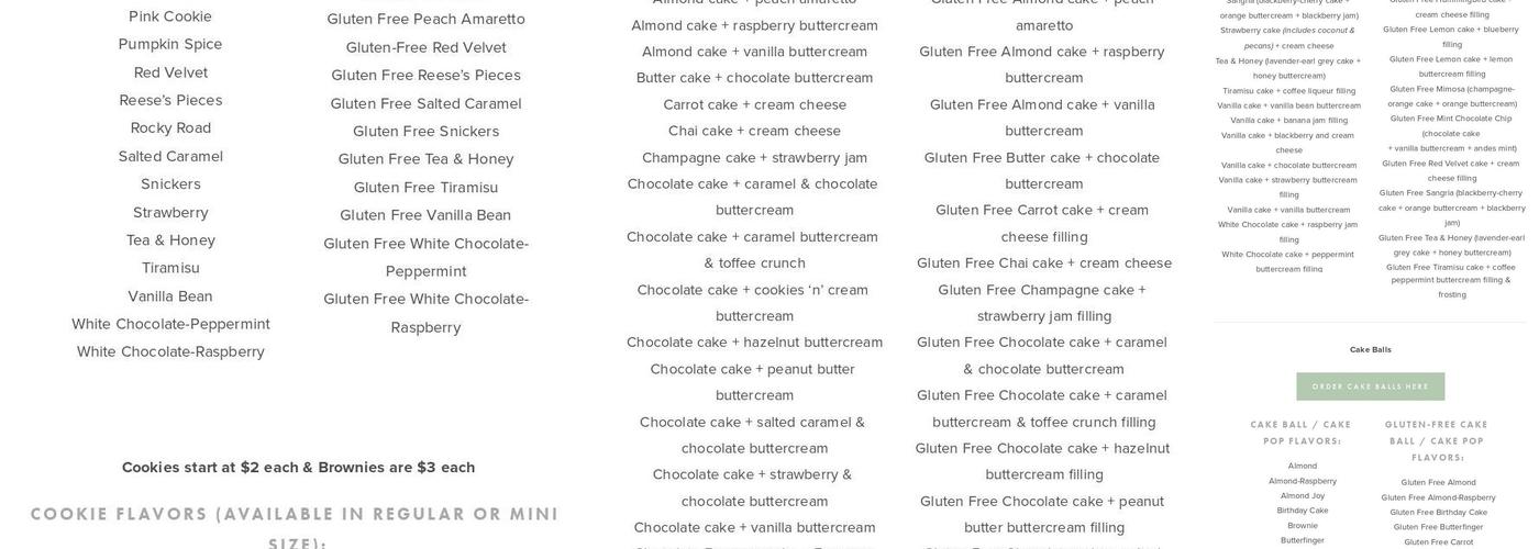Sugar Bee Sweets Bakery Menu