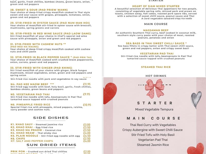 Heart of Siam Menu