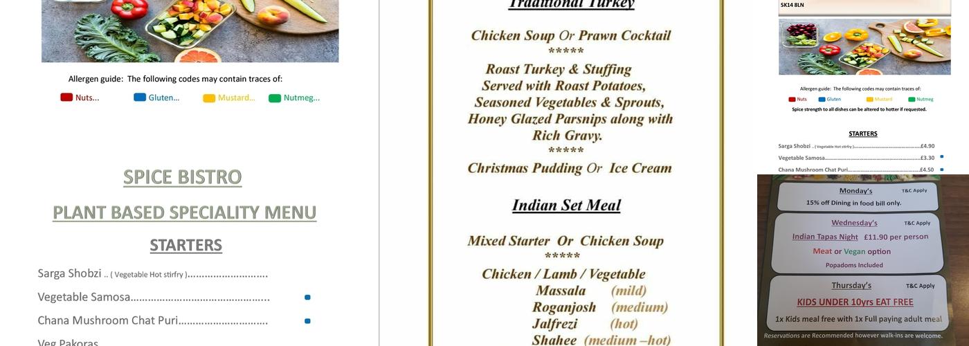 Spice Bistro Menu