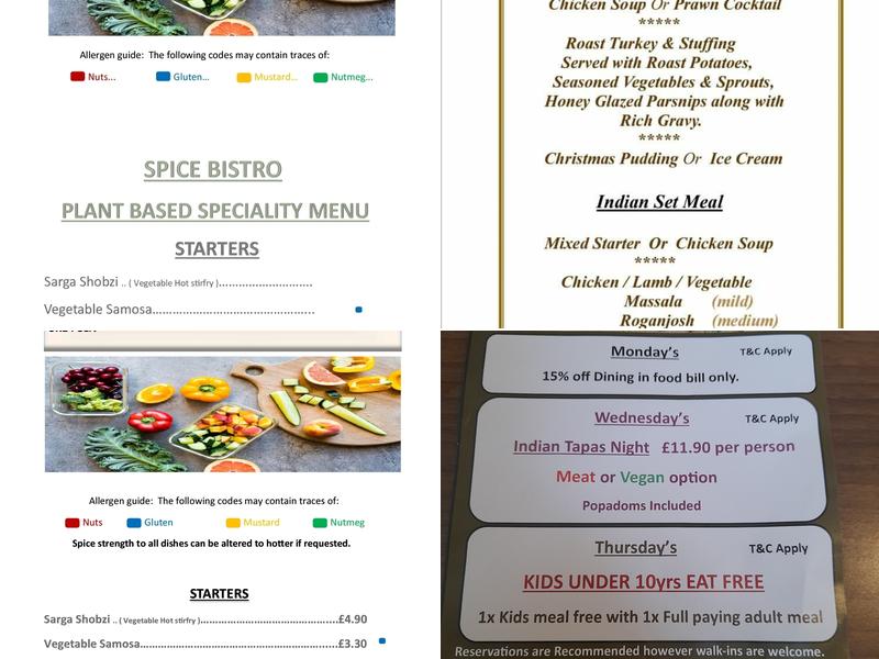 Spice Bistro Menu