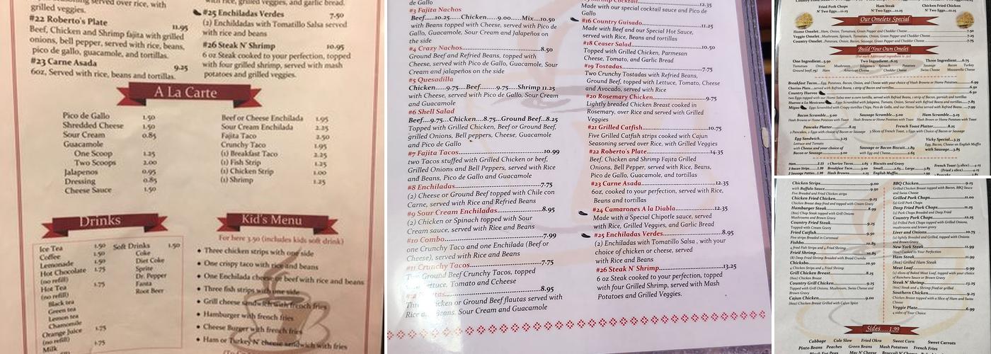 Country Cafe Menu