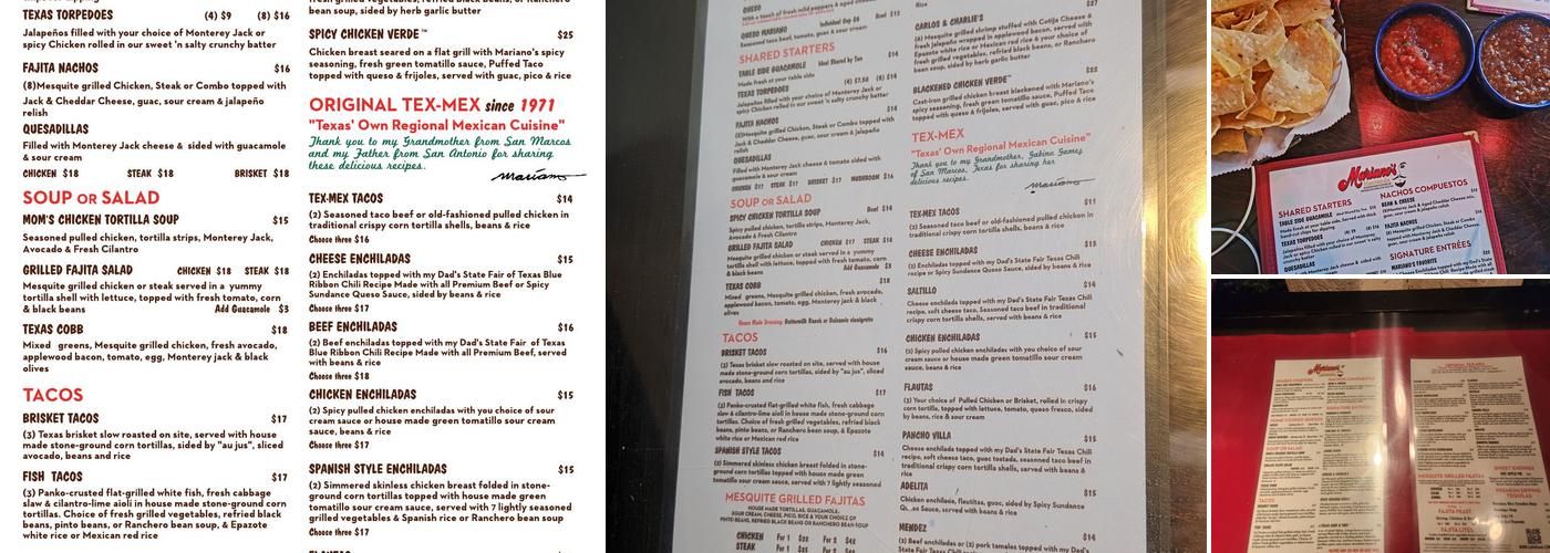 Mariano’s Hacienda Ranch Menu