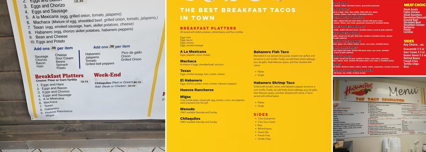 Habaneros The Taco Revolution | Arlington Menu