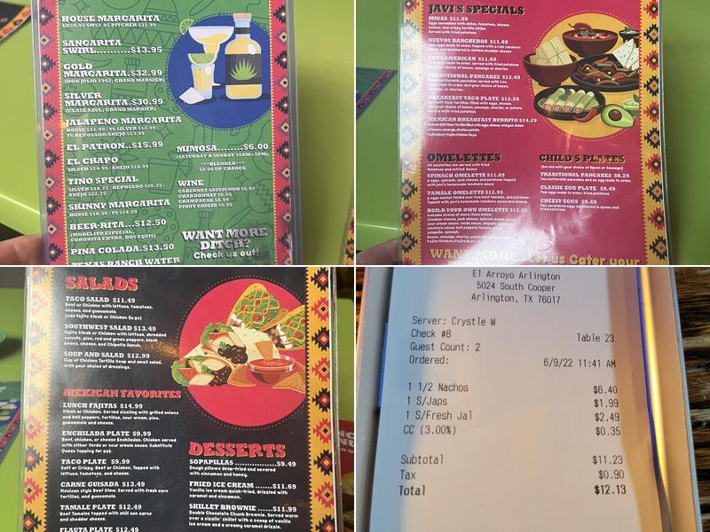 El Arroyo Menu