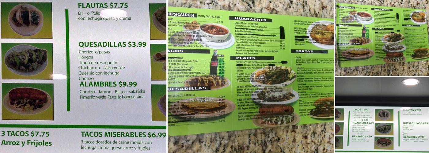 El Aguacate Restaurant Menu