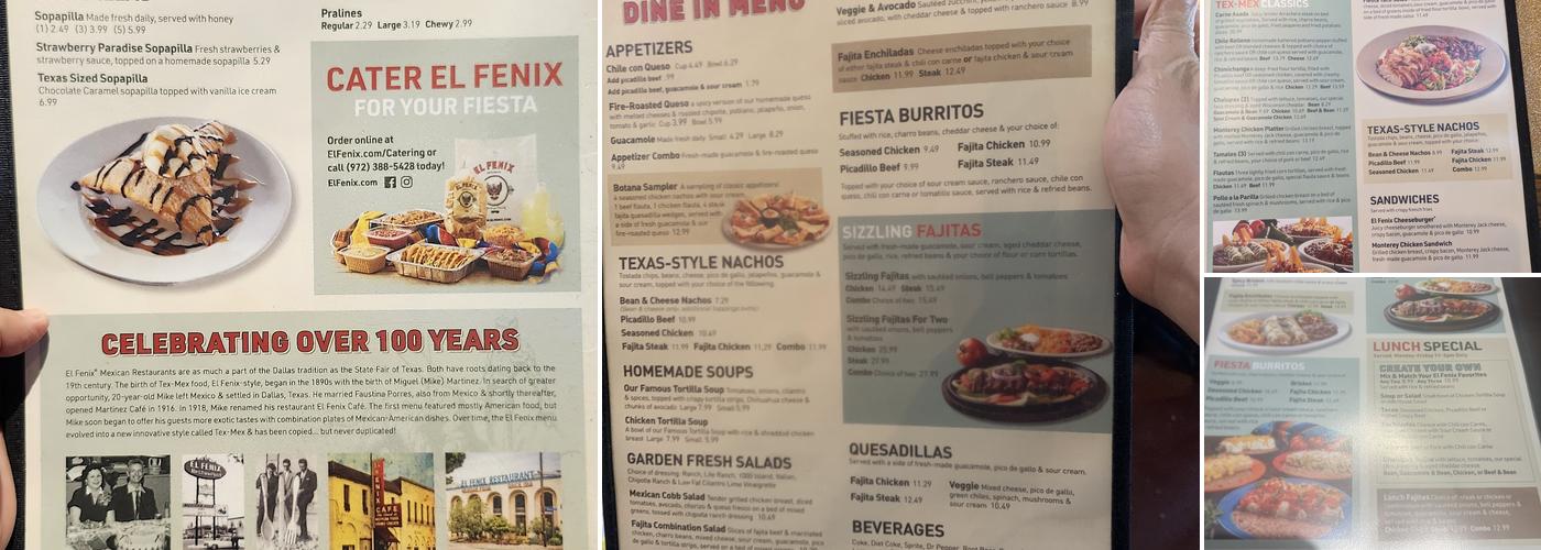 El Fenix Menu