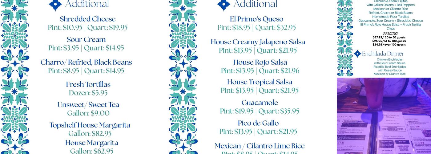 El Primo's Mexican Grill & Cantina Menu