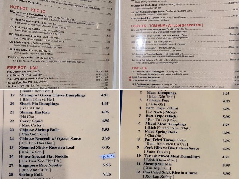 Kowloon | Chinese Seafood Restaurant Menu