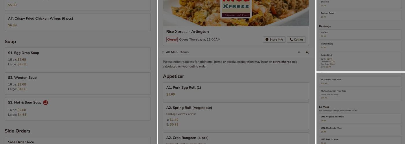Rice Xpress Menu