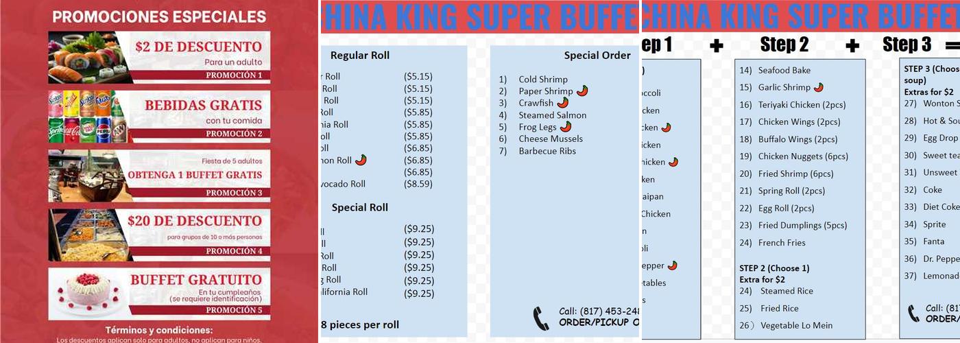China King Super Buffet Menu